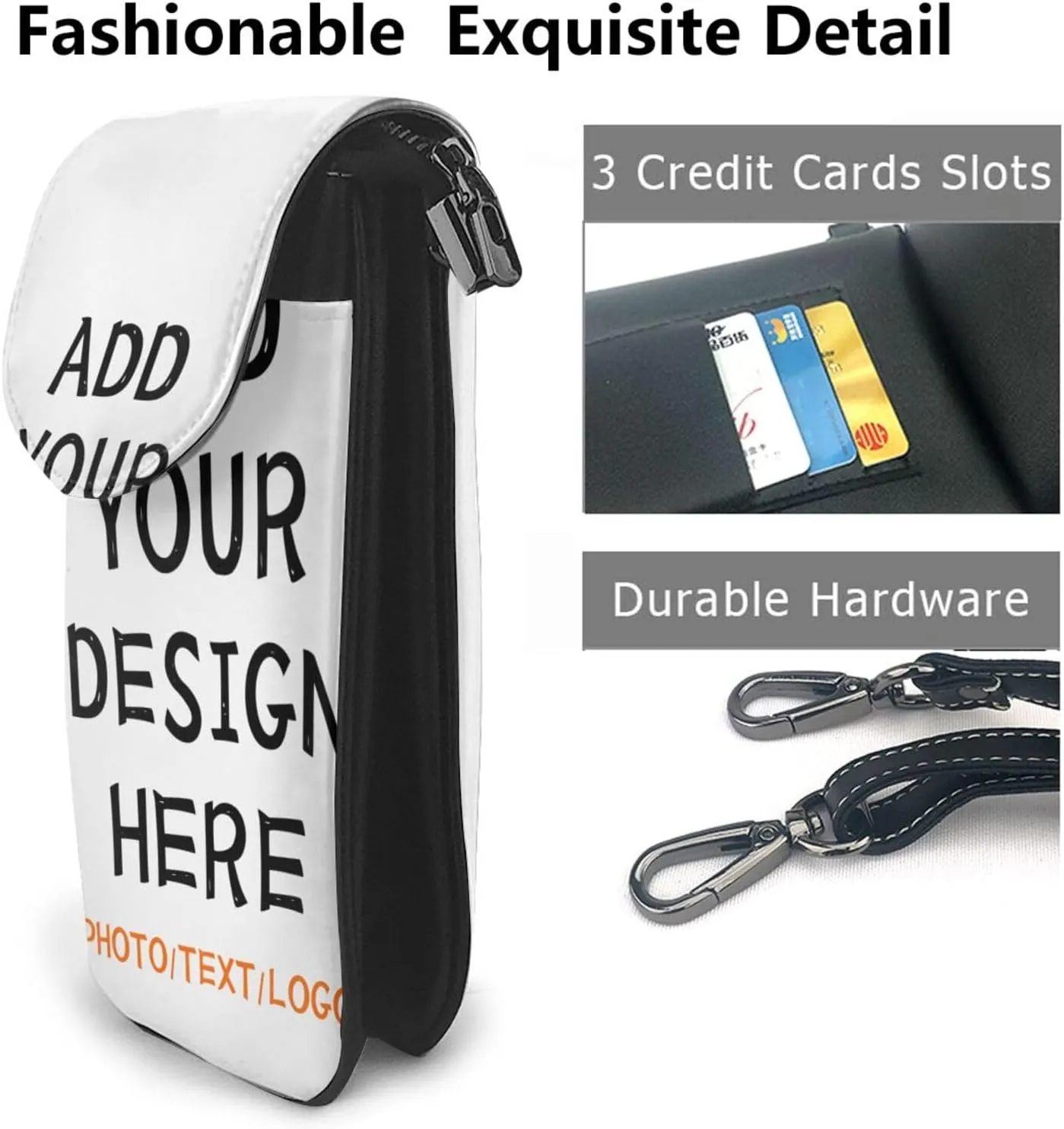 Custom Small Crossbody Cell Phone Bag Personalized Name Photo Text Logo Purse Phone Wallet Mini Leather Cellphone Purse