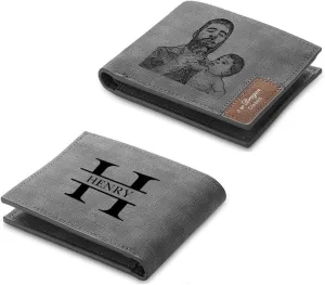 Custom Wallets for Men Personalized Gifts for Men Dad Boyfriend Personalized Wallets for Men Engraved Photo Leather Wallets (Style 3)