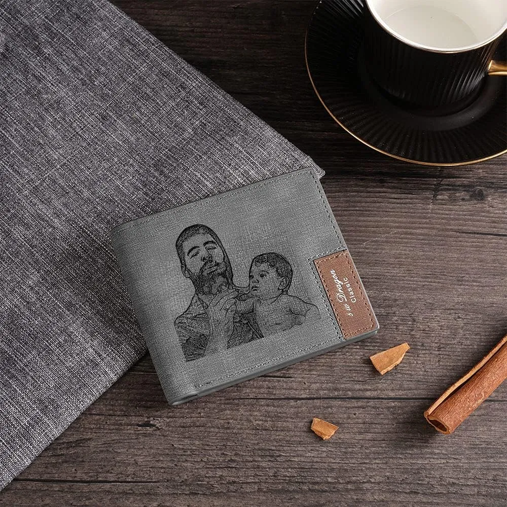 Custom Wallets for Men Personalized Gifts for Men Dad Boyfriend Personalized Wallets for Men Engraved Photo Leather Wallets (Style 3)