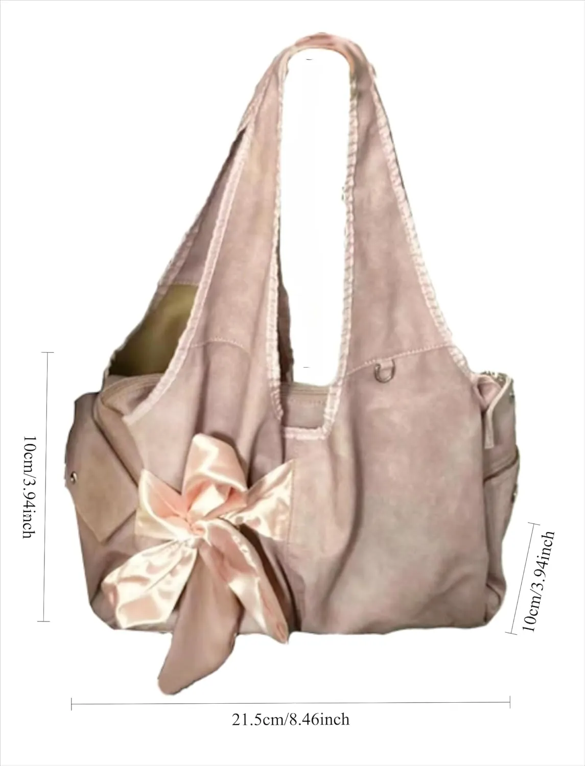 Cute BowTote Bag Kwaii Shoulder Bags Aesthetic Satin Handmade Purse Y2K Butterfly Shoujo Totebags