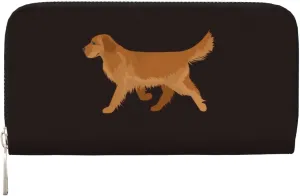 Cute Golden Retriever Wallet for Men Women Elegant Long Clutch Zip Around Travel Leather Coin Purse Large Capacity Credit Card Holder Handbag