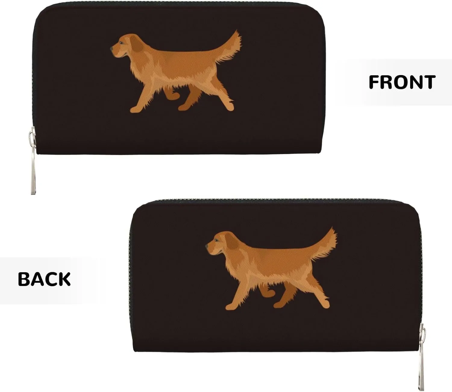 Cute Golden Retriever Wallet for Men Women Elegant Long Clutch Zip Around Travel Leather Coin Purse Large Capacity Credit Card Holder Handbag