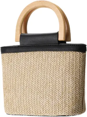 Cute Women's Straw Crossbody Bag - Trendy Beach Bag with Wooden Handle Chic Summer Vacation Purse Handbag Shoulder