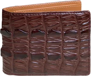 Dark Brown Bifold Leather Wallet Men AIIigator With Flip Out ID Holder Credit Card Holder Premium RFID Blocking Front Pocket Handmade Gift For Birthday Wedding Anniversary Father's Day VINAM-101