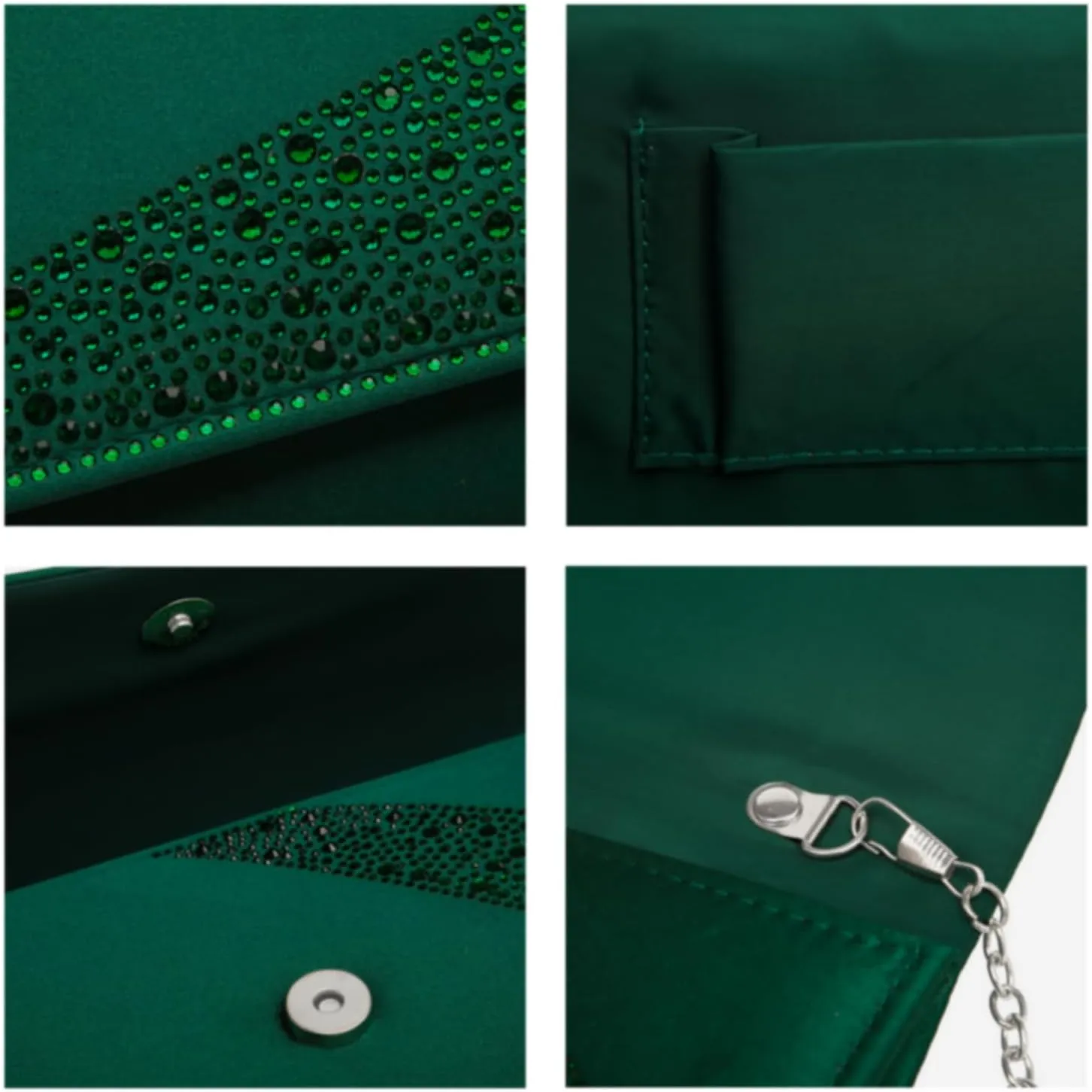Dasein Women's Satin Rhinestone Clutch Evening Bags Sparkle Glitter Shiny Purse Handbag for Party Wedding Cocktail Prom