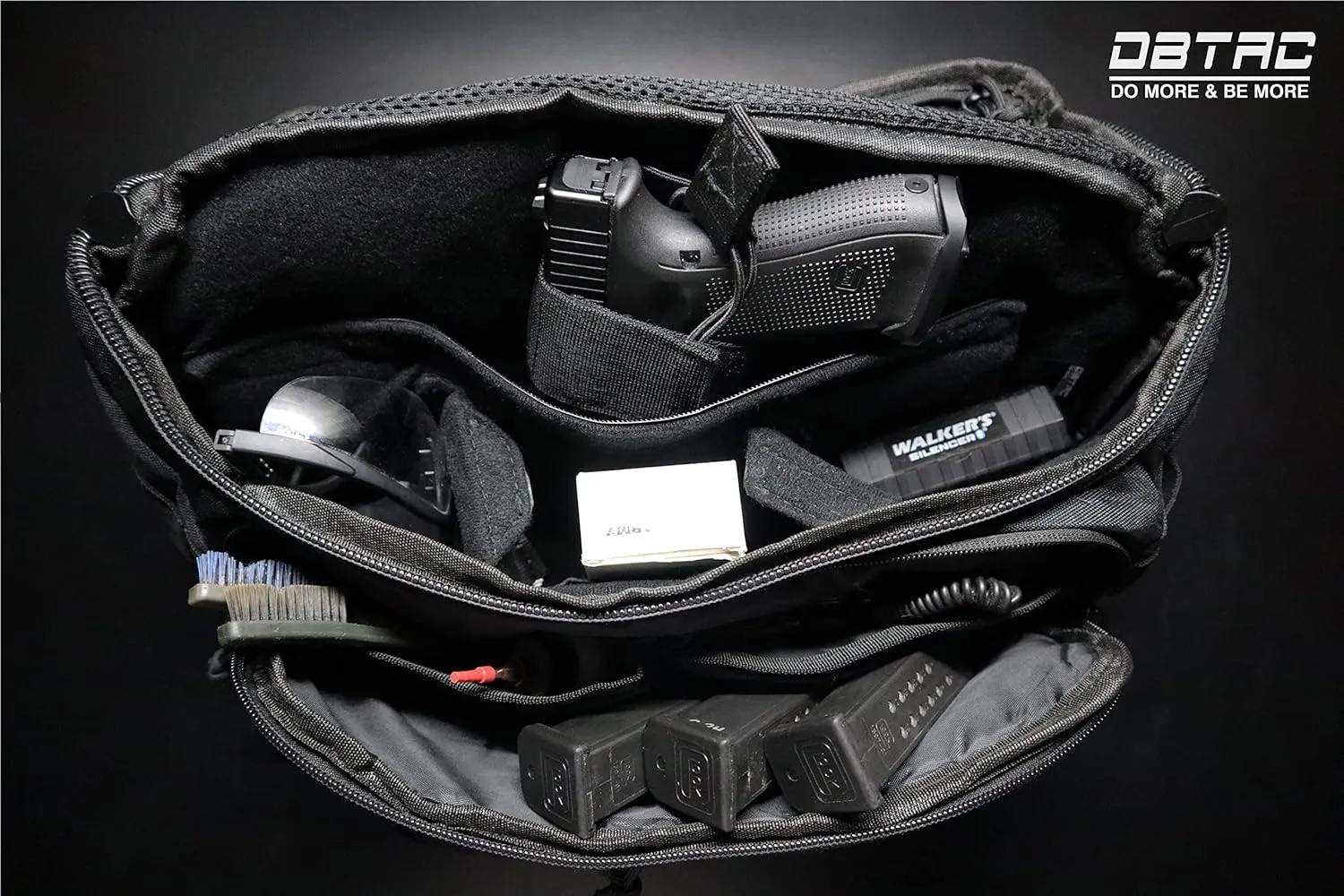 DBTAC DO MORE & BE MORE Tactical Fanny Pack Large Capacity - CCW Concealed Carry EDC Sling Bag for Men, Adjustable Waist Pack for Sports, Work, Travel, Hiking (Black)