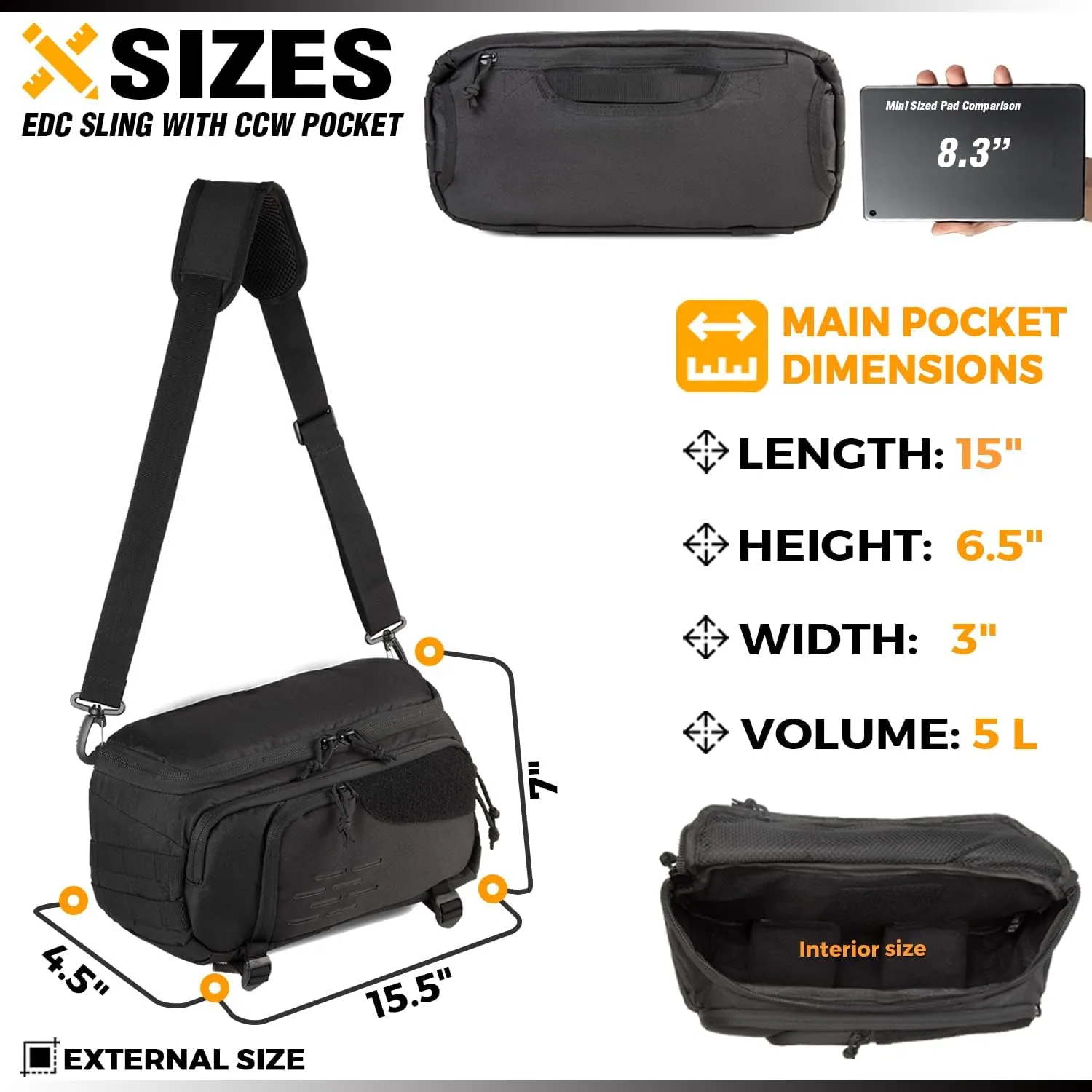 DBTAC DO MORE & BE MORE Tactical Fanny Pack Large Capacity - CCW Concealed Carry EDC Sling Bag for Men, Adjustable Waist Pack for Sports, Work, Travel, Hiking (Black)