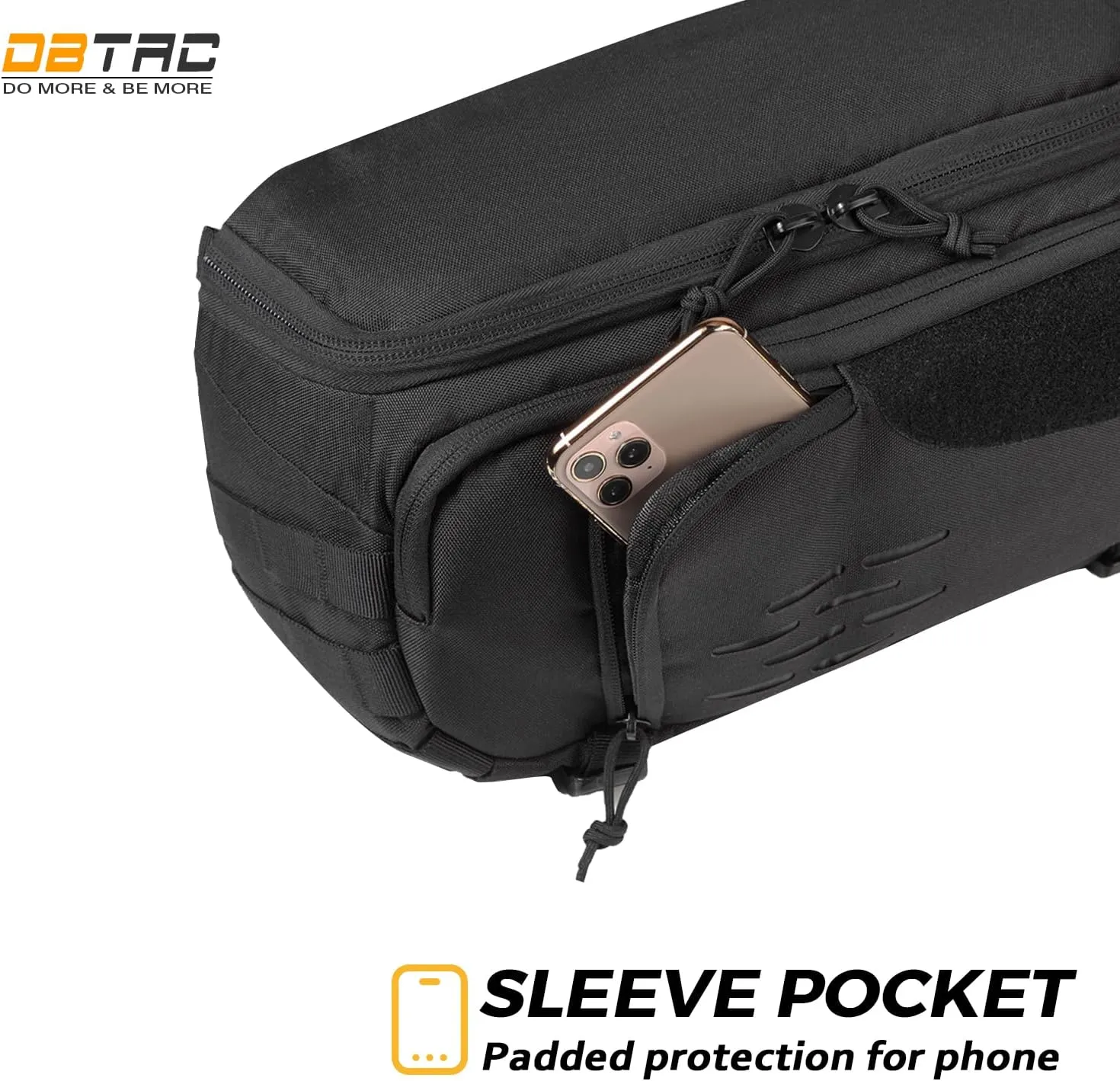 DBTAC DO MORE & BE MORE Tactical Fanny Pack Large Capacity - CCW Concealed Carry EDC Sling Bag for Men, Adjustable Waist Pack for Sports, Work, Travel, Hiking (Black)
