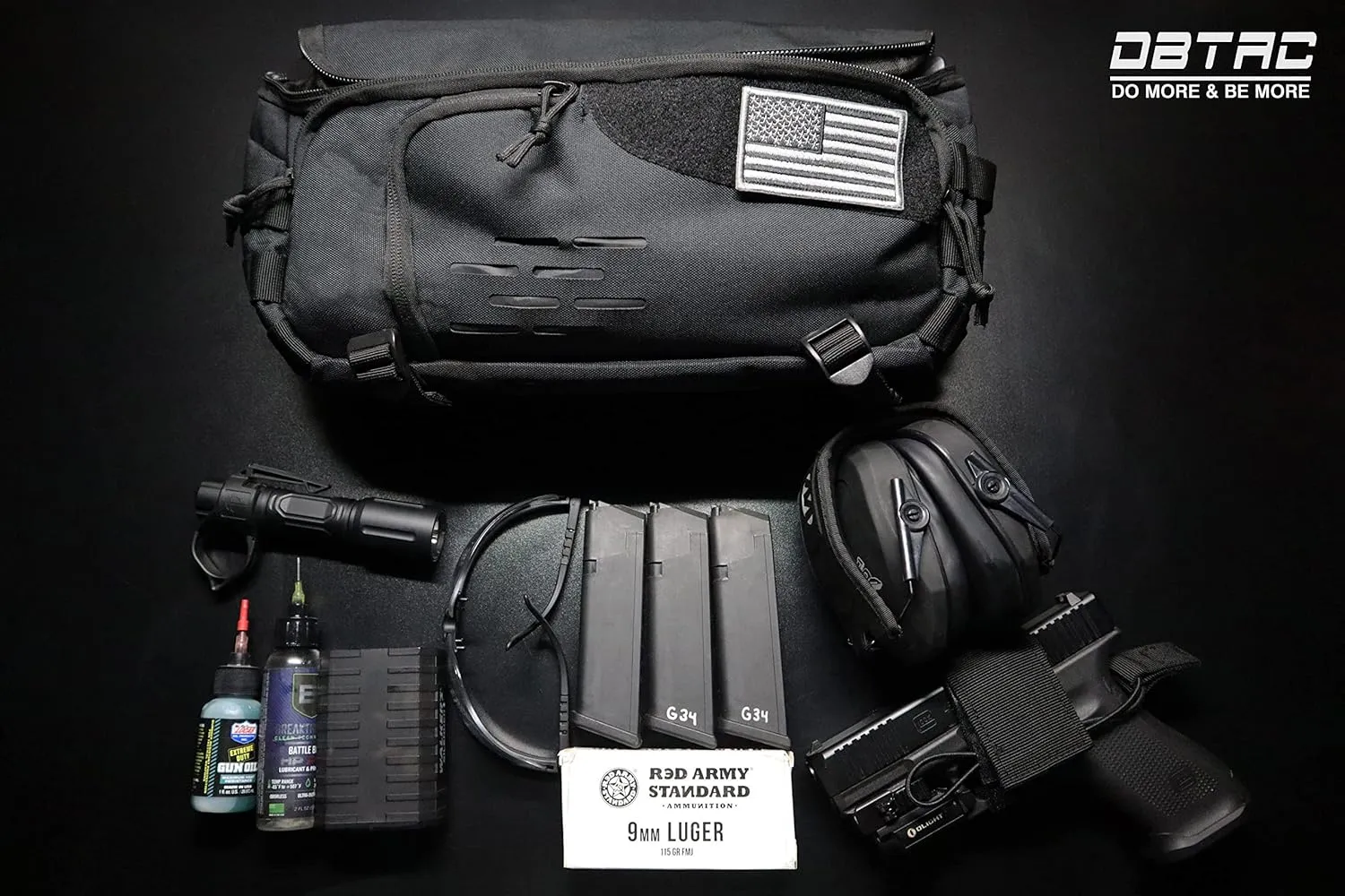DBTAC DO MORE & BE MORE Tactical Fanny Pack Large Capacity - CCW Concealed Carry EDC Sling Bag for Men, Adjustable Waist Pack for Sports, Work, Travel, Hiking (Black)