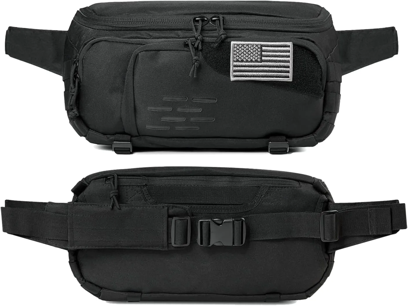 DBTAC DO MORE & BE MORE Tactical Fanny Pack Large Capacity - CCW Concealed Carry EDC Sling Bag for Men, Adjustable Waist Pack for Sports, Work, Travel, Hiking (Black)