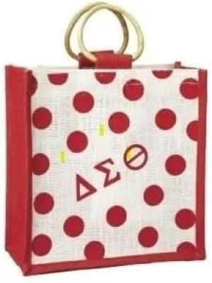 Delta Sigma Theta Mini Polka Dot Jute Bag