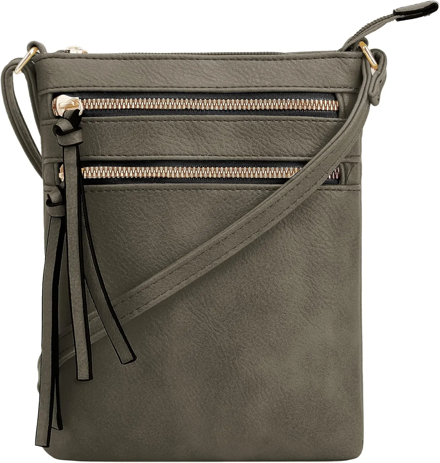 DELUXITY | Crossbody Purse Bag | Functional Multi Pocket Double Zipper Purse | Adjustable Strap | Medium Size Purse |DGN