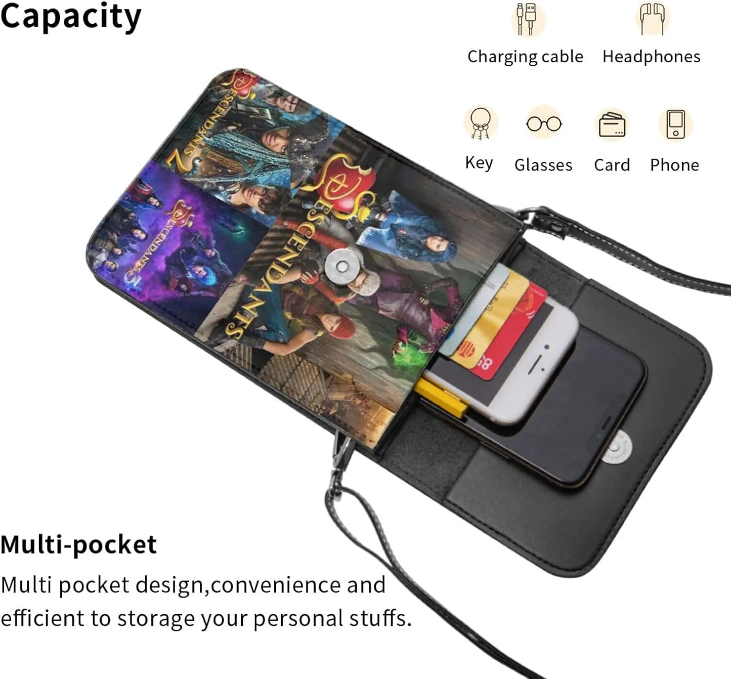 Desc-endants 3 Cell Phone Purse Crossbody Bag for Outdoor Travel Sports Camping Hiking Shoulder Bags
