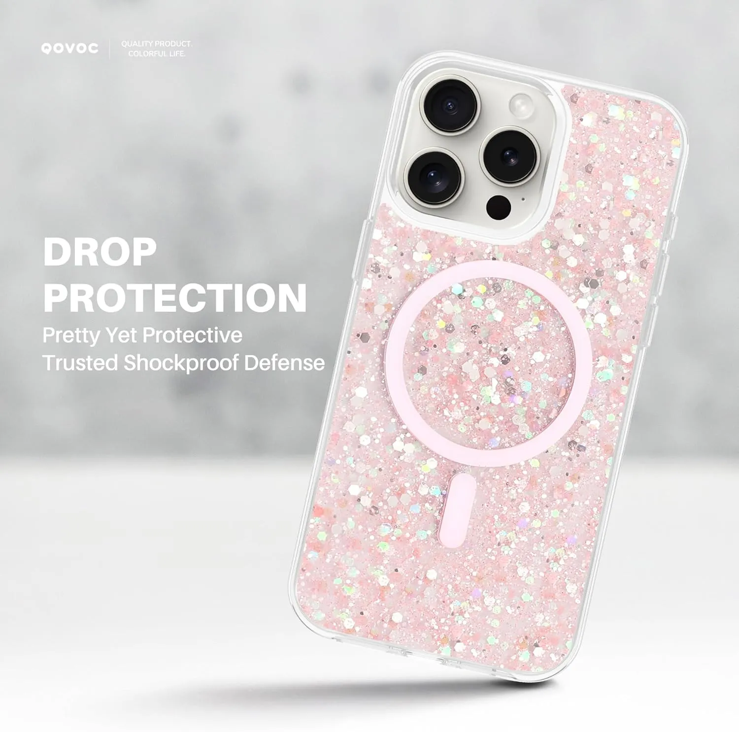 Designed for iPhone 15 Pro Case Glitter, Compatible with MagSafe, Clear Sparkly Bling Case for iPhone 15 Pro, Andromeda