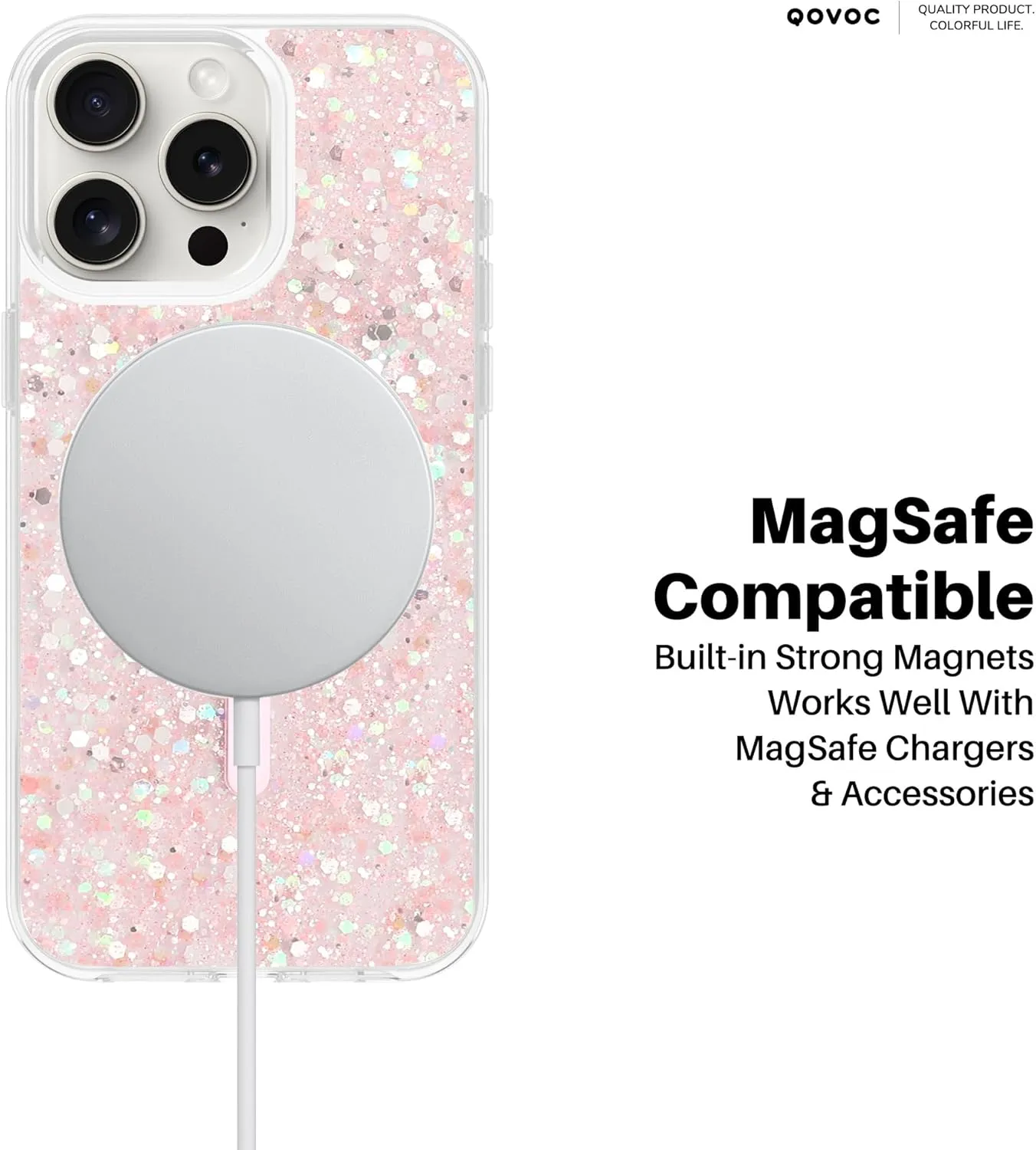 Designed for iPhone 15 Pro Case Glitter, Compatible with MagSafe, Clear Sparkly Bling Case for iPhone 15 Pro, Andromeda