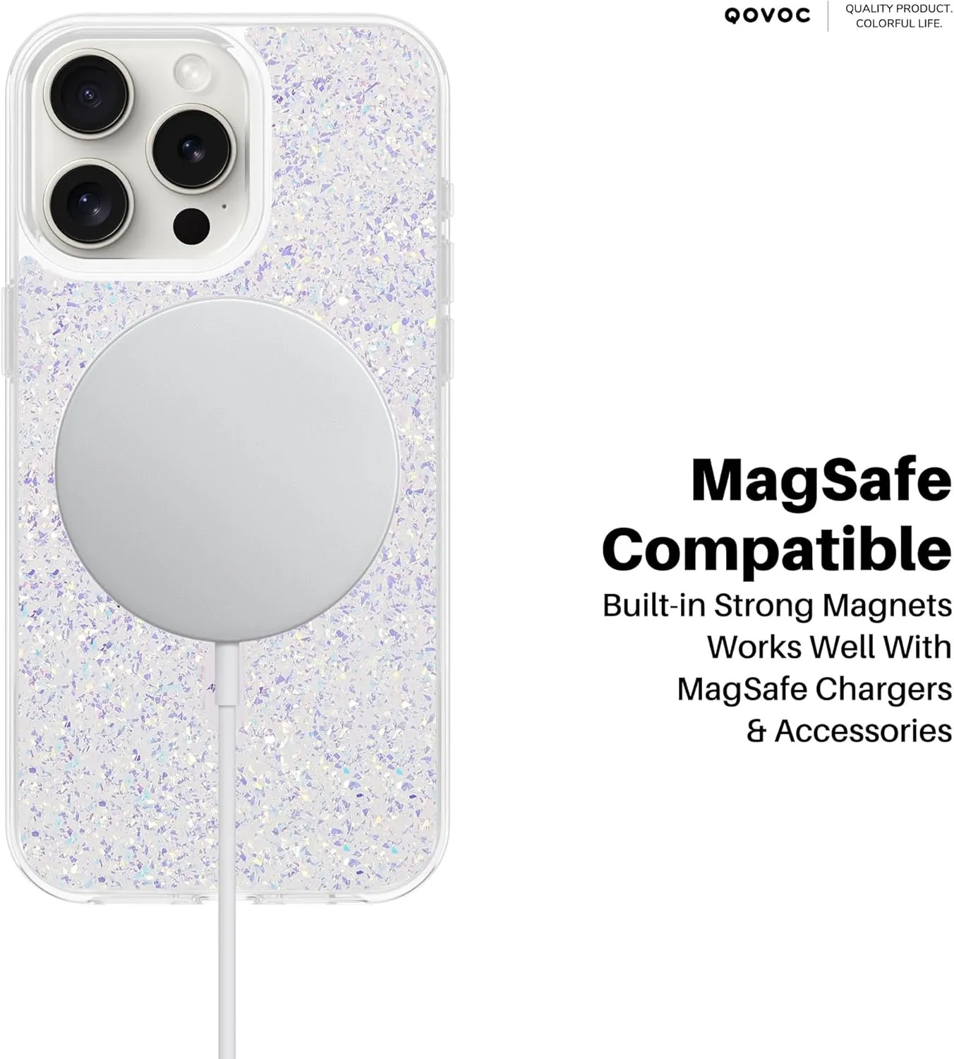 Designed for iPhone 15 Pro Case Glitter, Compatible with MagSafe, Clear Sparkly Bling Case for iPhone 15 Pro, Cassiopeia