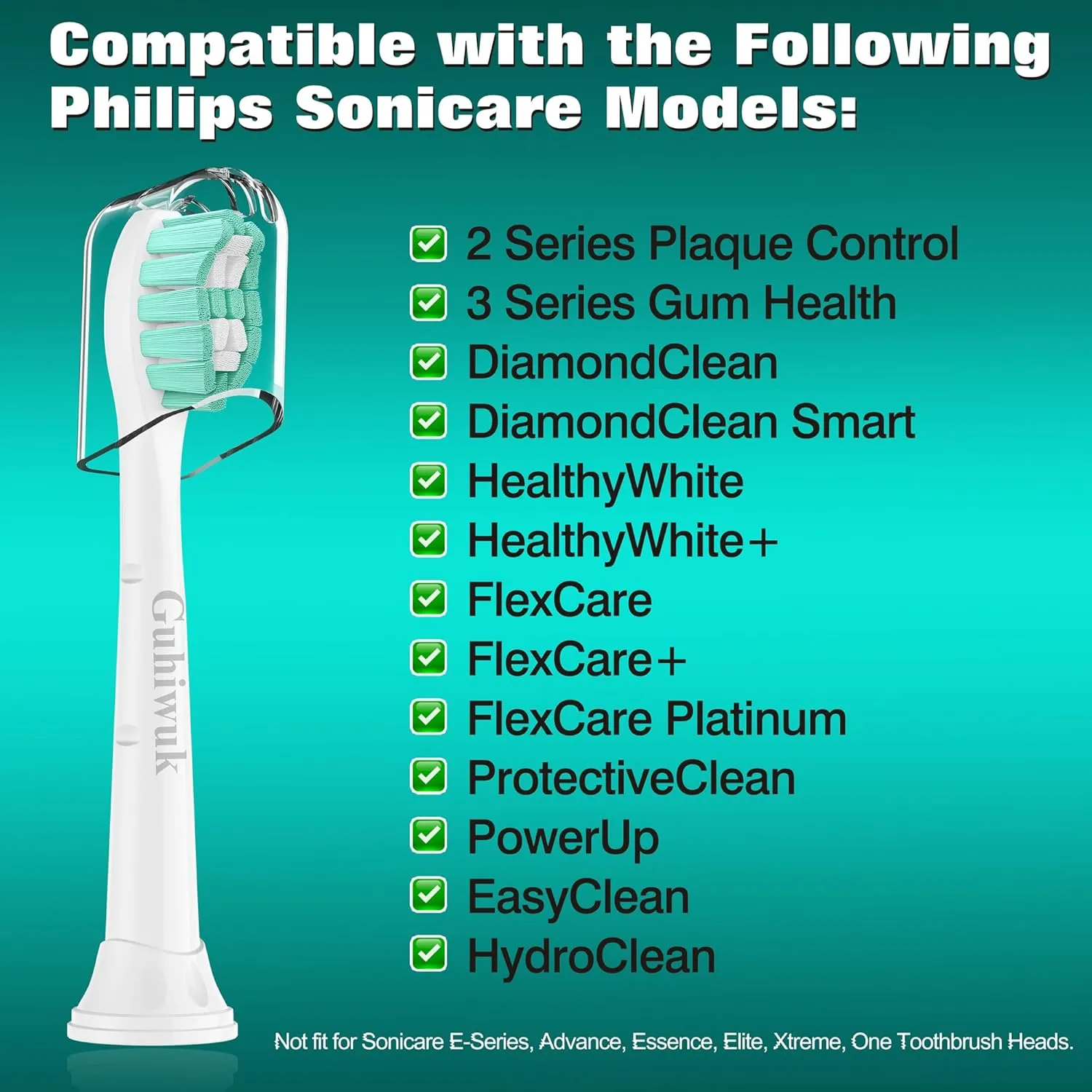 Designed for Philips Sonicare Replacement Heads, Replacement Brush Heads Compatible with Phillips Sonicare Click-on Sonic Electric Toothbrush, 10 Pack