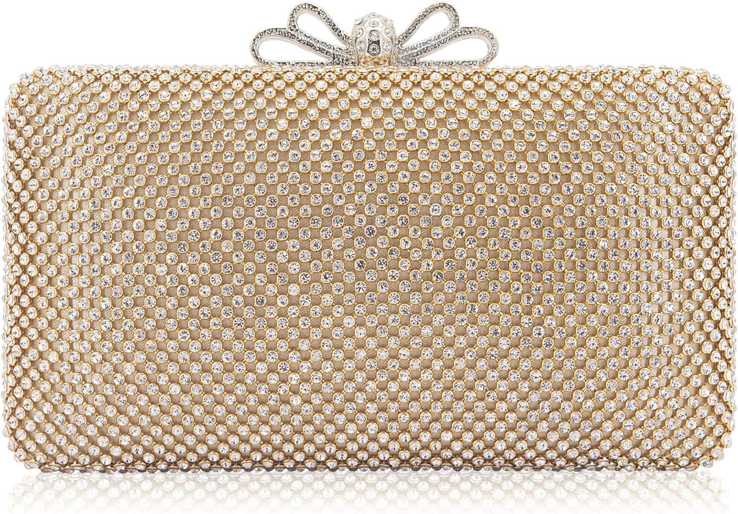 Dexmay Rhinestone Clutch Purse with Crystal Bow Clasp Evening Bag Wedding Party Dressy Handbag