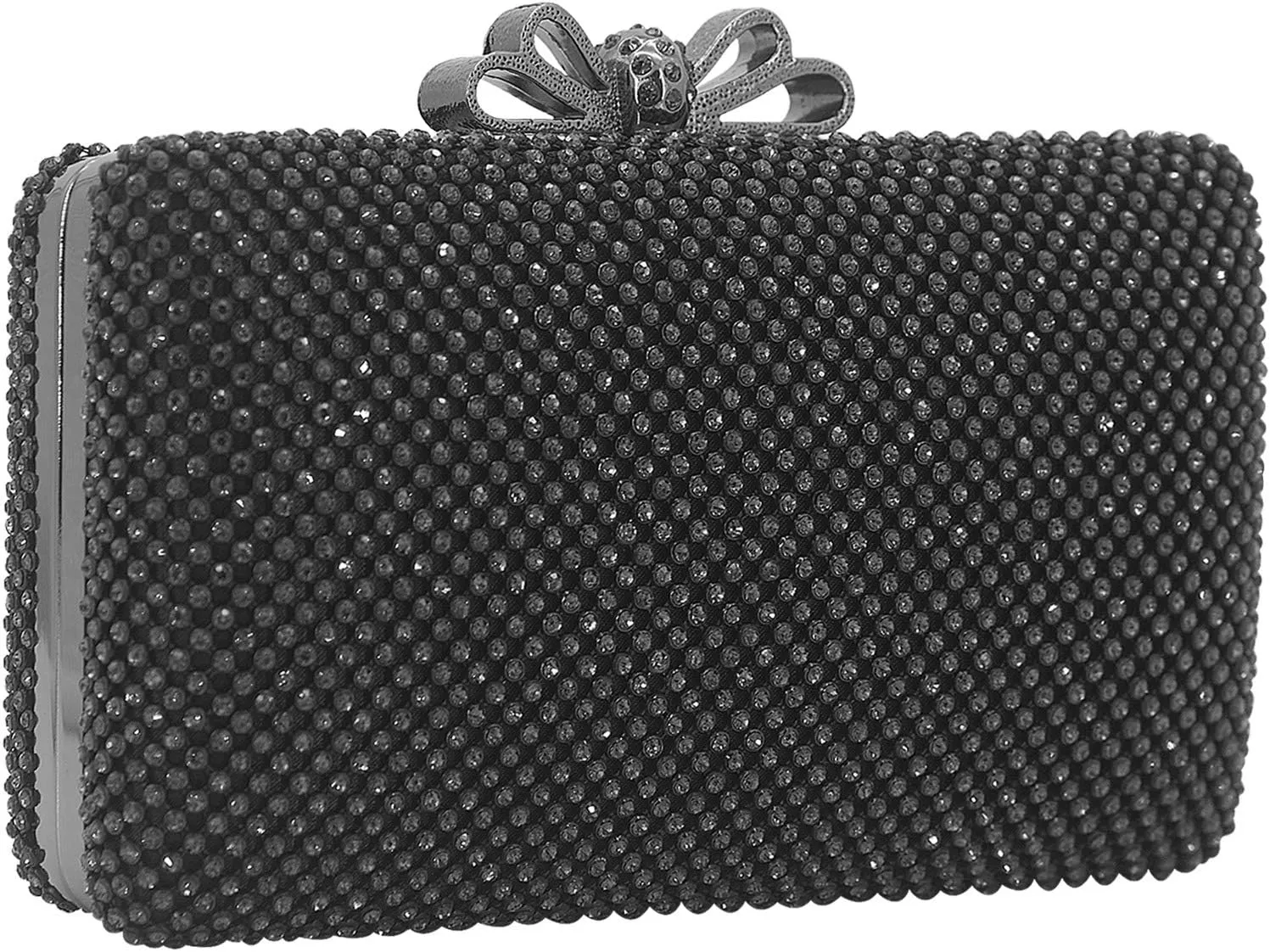 Dexmay Rhinestone Clutch Purse with Crystal Bow Clasp Evening Bag Wedding Party Dressy Handbag