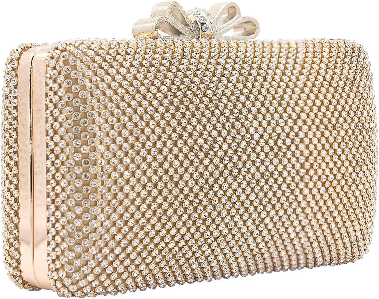 Dexmay Rhinestone Clutch Purse with Crystal Bow Clasp Evening Bag Wedding Party Dressy Handbag