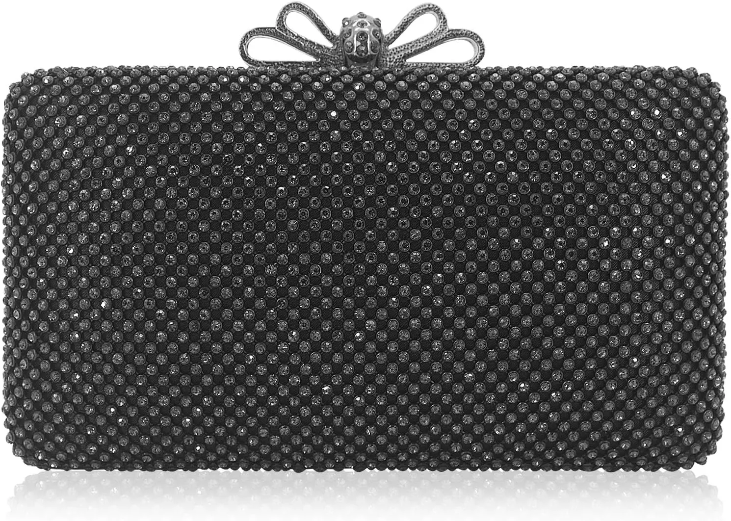 Dexmay Rhinestone Clutch Purse with Crystal Bow Clasp Evening Bag Wedding Party Dressy Handbag