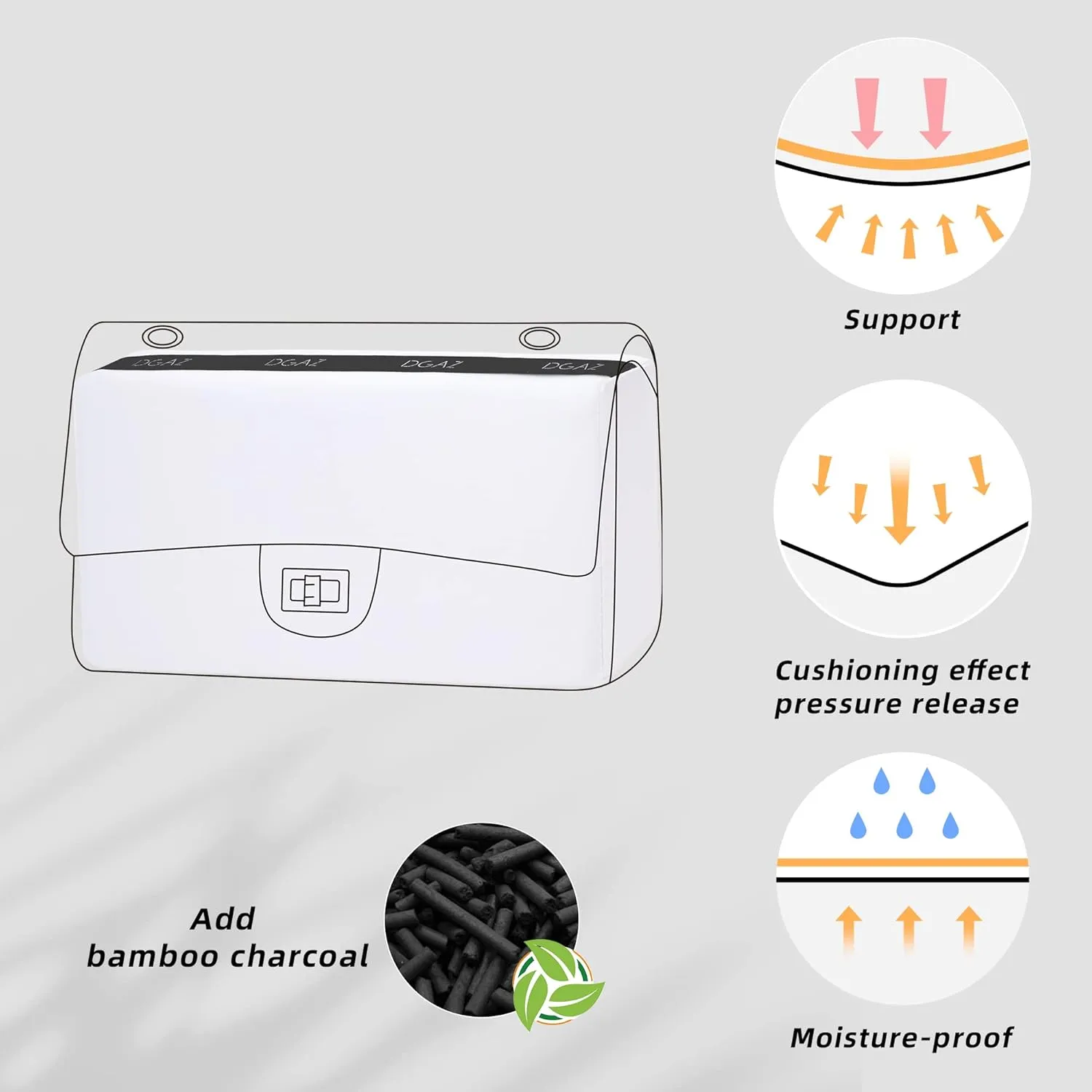 DGAZ Bag Pillow Shaper Insert for Chanel 2.55 Bags, Silky Pillow Shaper for Luxury Handbags（White,Bag 24）