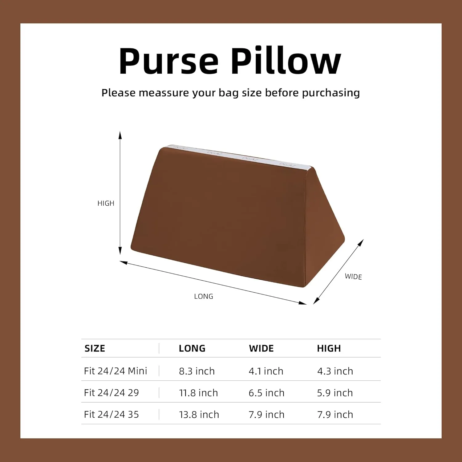 DGAZ Bag Pillow Shaper Insert for Luxury Handbags, Silky Pillow Shaper for Hermes 24/24-29 Bags(Gold,2424-29)