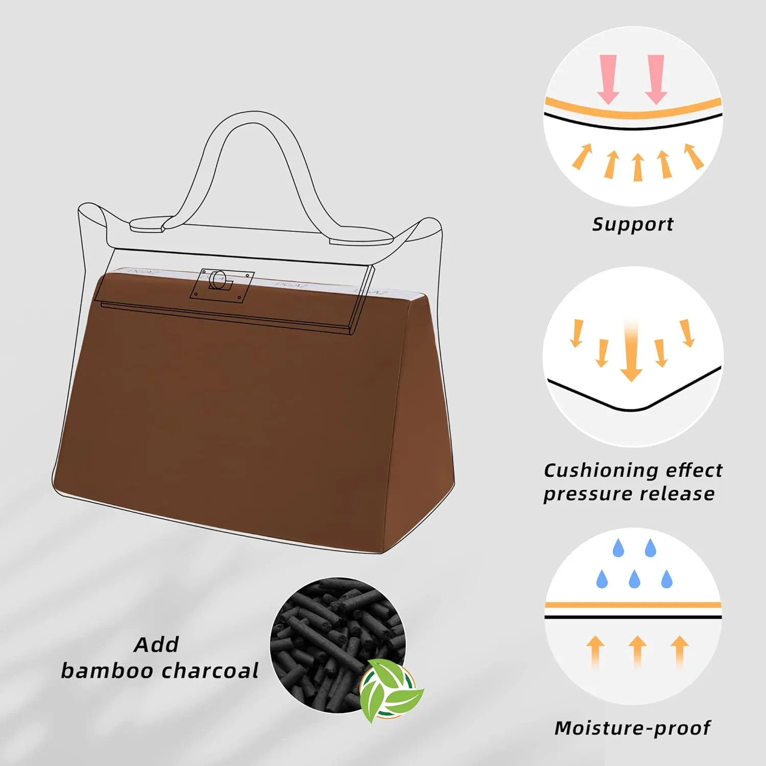 DGAZ Bag Pillow Shaper Insert for Luxury Handbags, Silky Pillow Shaper for Hermes 24/24-29 Bags(Gold,2424-29)