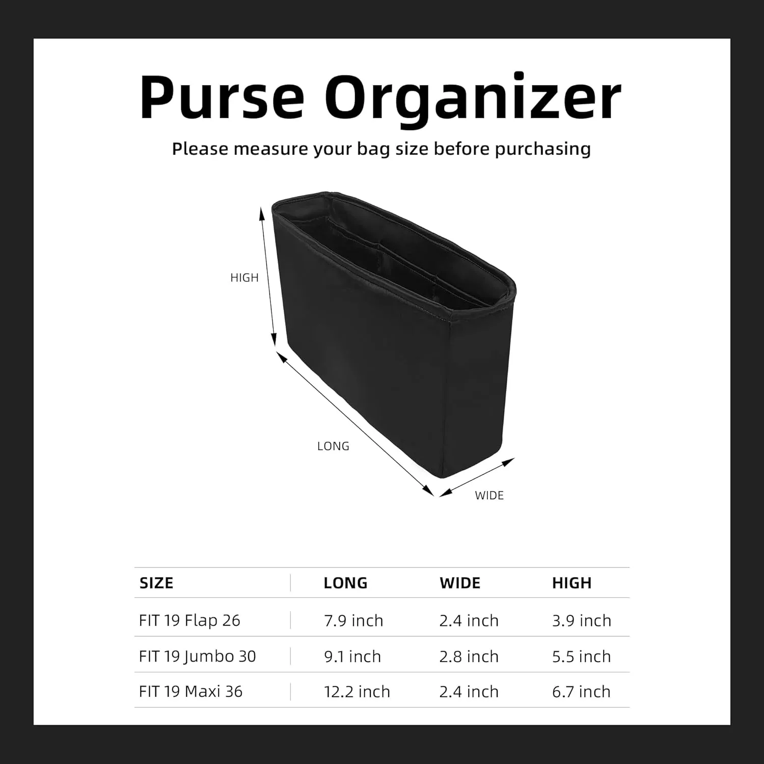 DGAZ Custom Purse Organizer or Pillow insert For Chanel 19 bags，Silky Smooth Bag Organizer，Luxury Handbag & Tote Shaper（Custom，Custom）