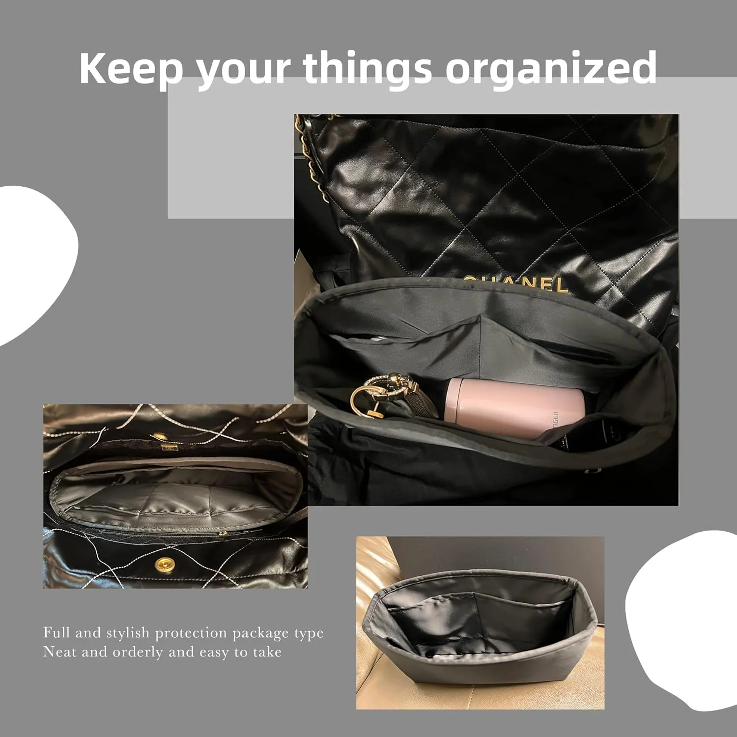 DGAZ Custom Purse Organizer or Pillow insert For Chanel 22 S/M/L bags，Silky Smooth Bag Organizer，Luxury Handbag & Tote Shaper（Custom，Custom）