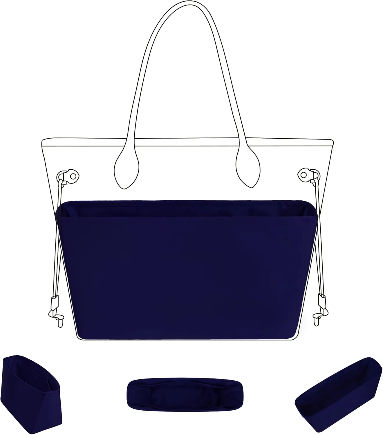 DGAZ Purse Organizer Insert Fits Neverfullbag BB/PM/MM/GM，Silk Bag Organizer，Luxury Handbag & Tote Shaper(Blue nuit,PM)