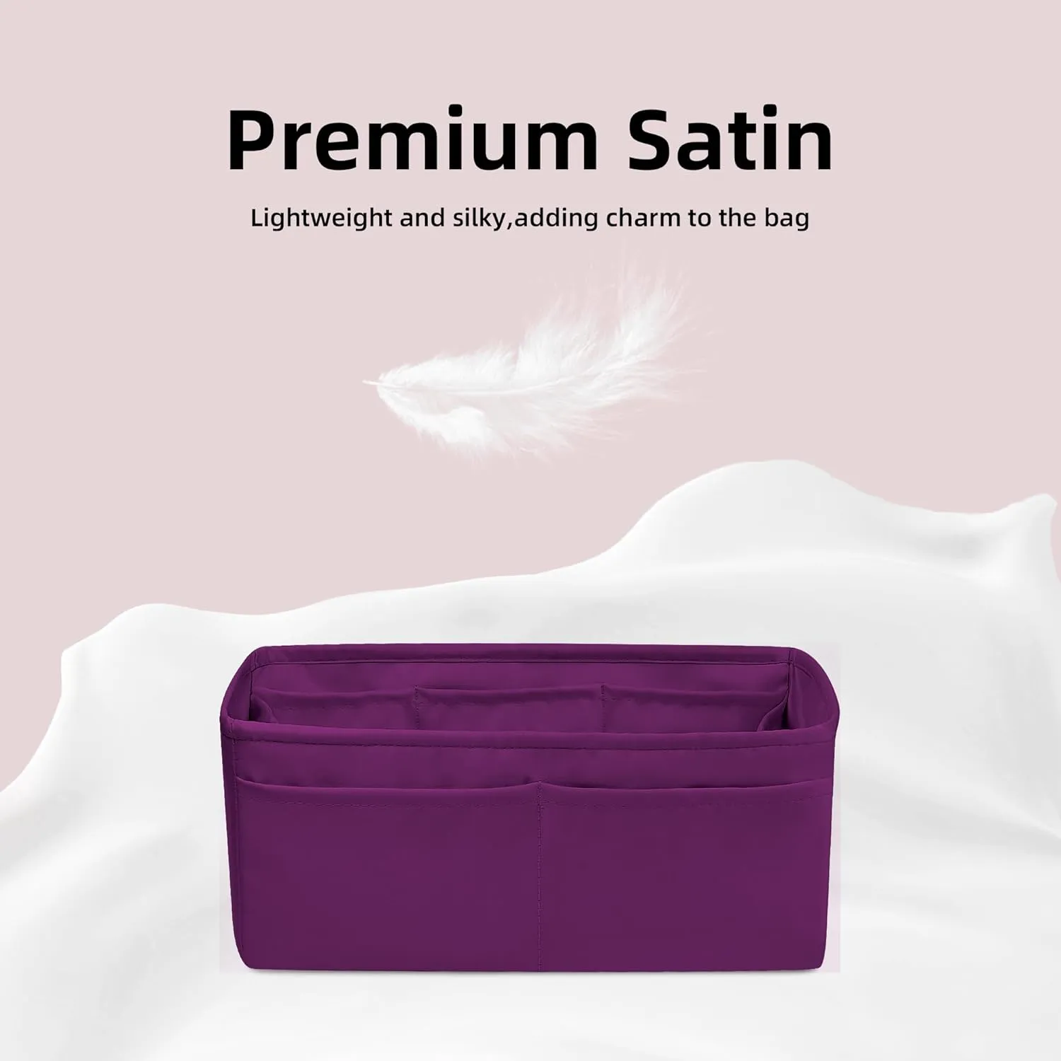 DGAZ Purse Organizer Silky Smooth Fits Birkin 20/25/30/35/40/45/50 Bags,Silk,Luxury Handbag Tote in Bag Shapers, Women(Anemone,BK30)