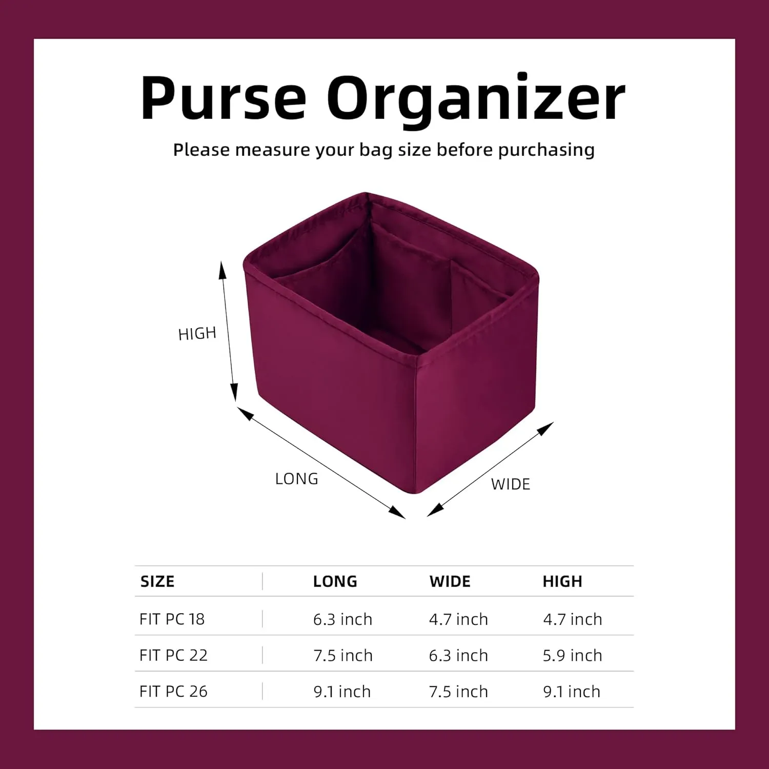 DGAZ Purse Organizer Silky Smooth Fits picotin 18/22 Bags,Silk,Luxury Handbag Tote in Bag Shapers (Anemone, PC18)