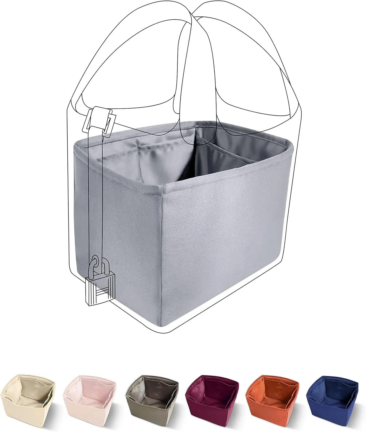 DGAZ Purse Organizer Silky Smooth Fits picotin 18/22 Bags,Silk,Luxury Handbag Tote in Bag Shapers (Bleu Pale, PC18)