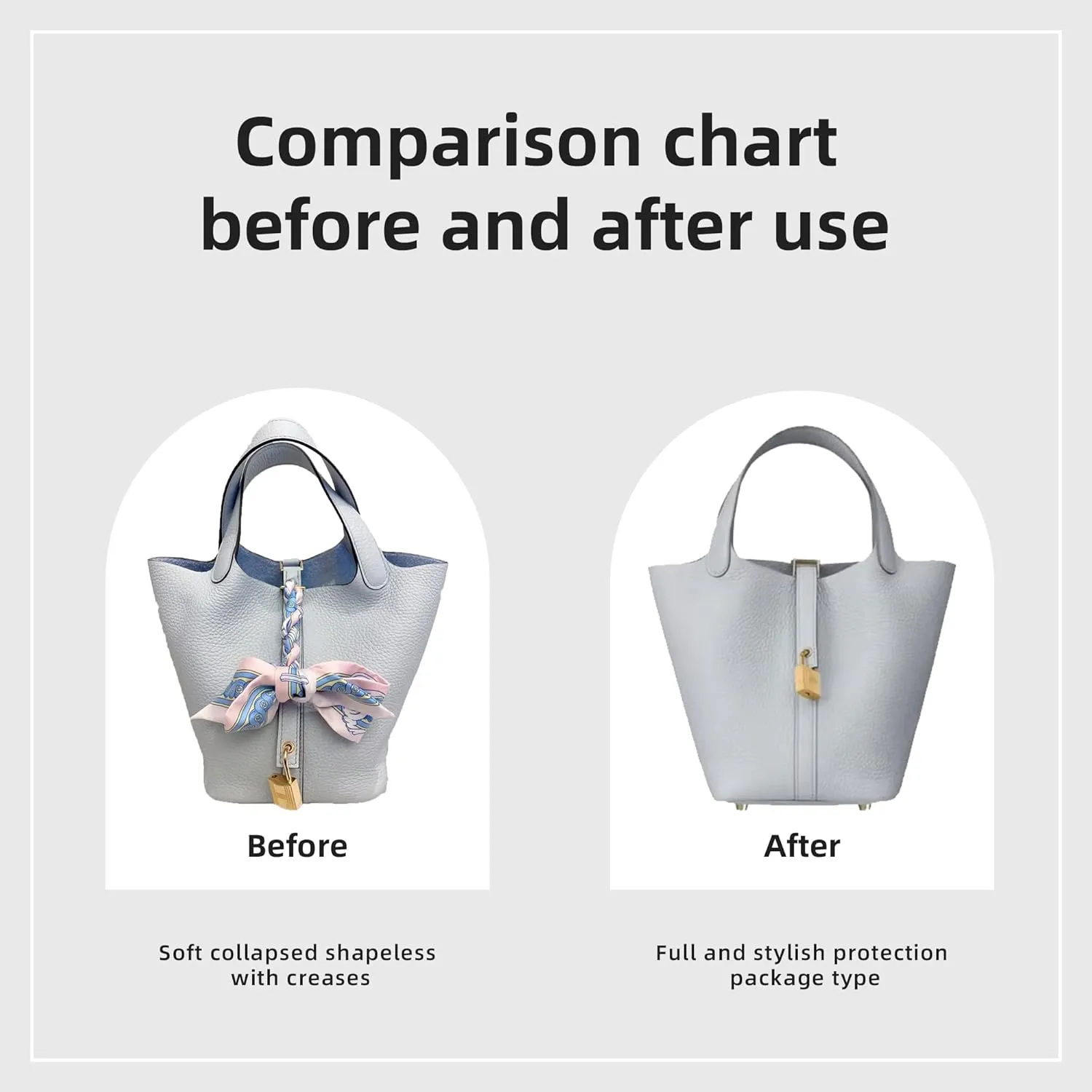 DGAZ Purse Organizer Silky Smooth Fits picotin 18/22 Bags,Silk,Luxury Handbag Tote in Bag Shapers (Bleu Pale, PC18)