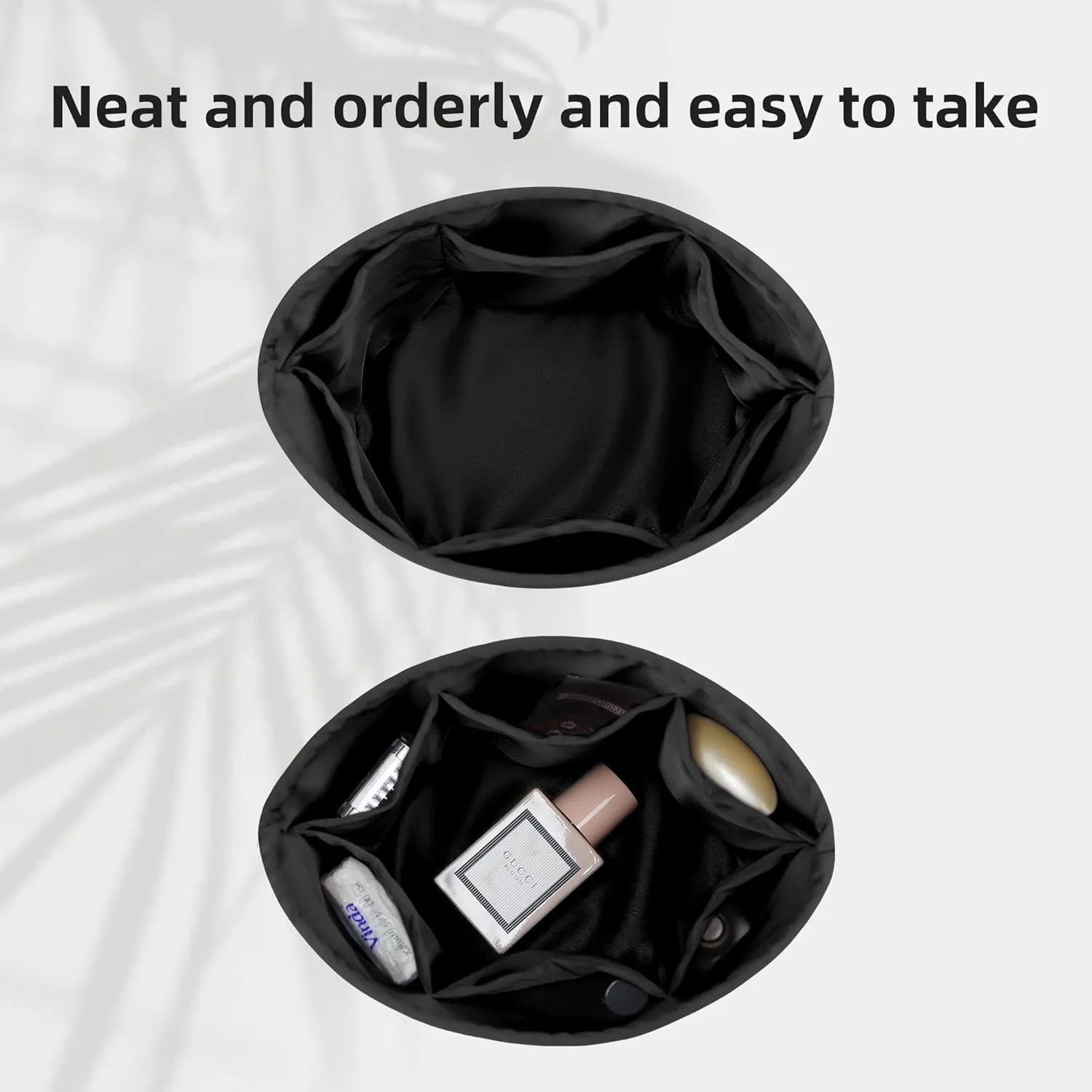 DGAZ Purse Organizer Silky Smooth For Hermes In The Loop 18/23 Bags,Silk Luxury Handbag Tote in Bag Shapers(18,Black)