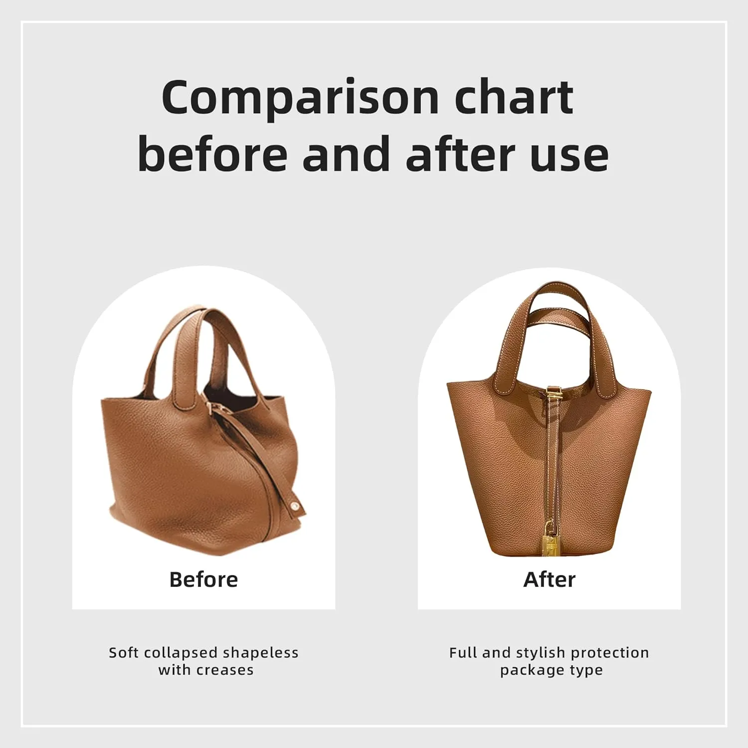 DGAZ Purse Organizer Silky Smooth,Silk,Luxury Handbag Tote in Bag Shapers, Women- Fits picotin18/22Bags (Gold, PC22)