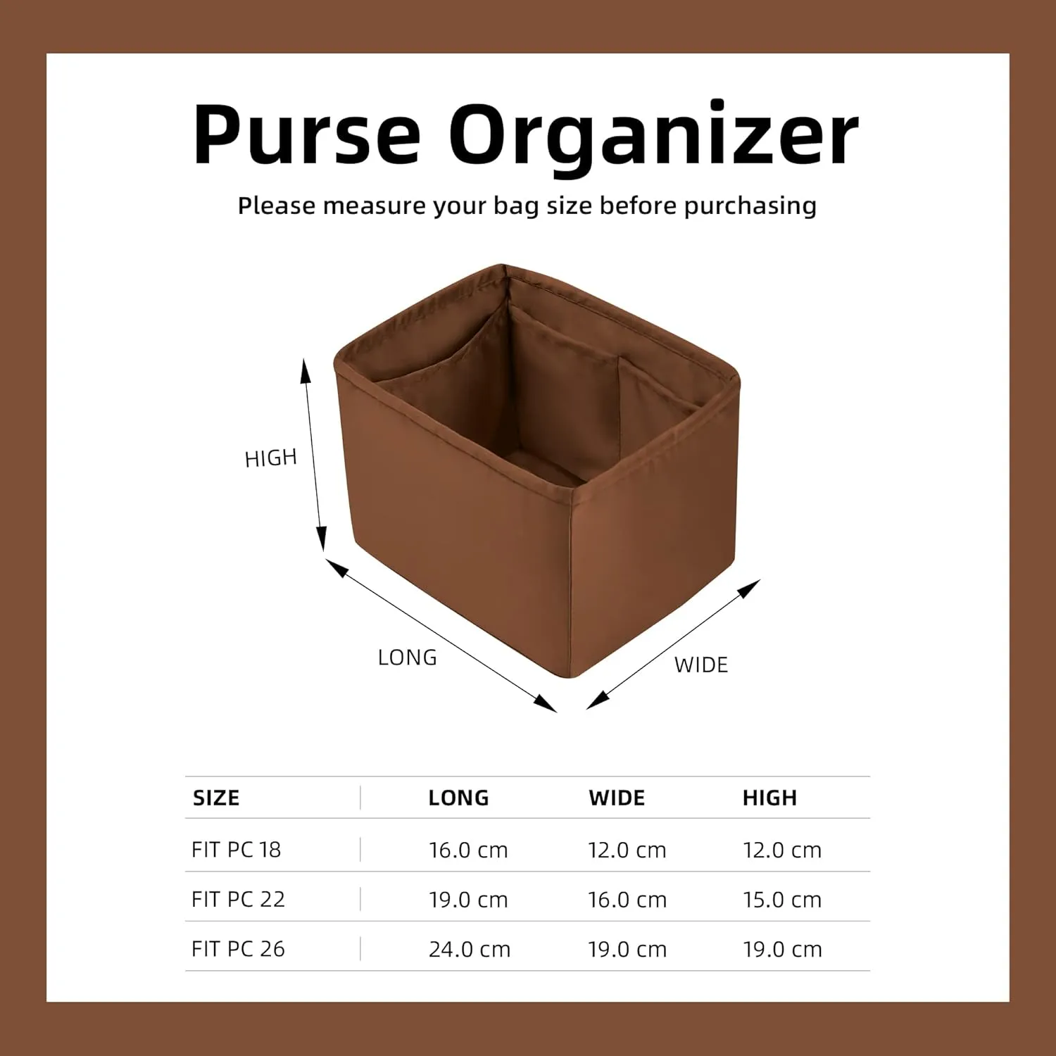 DGAZ Purse Organizer Silky Smooth,Silk,Luxury Handbag Tote in Bag Shapers, Women- Fits picotin18/22Bags (Gold, PC22)