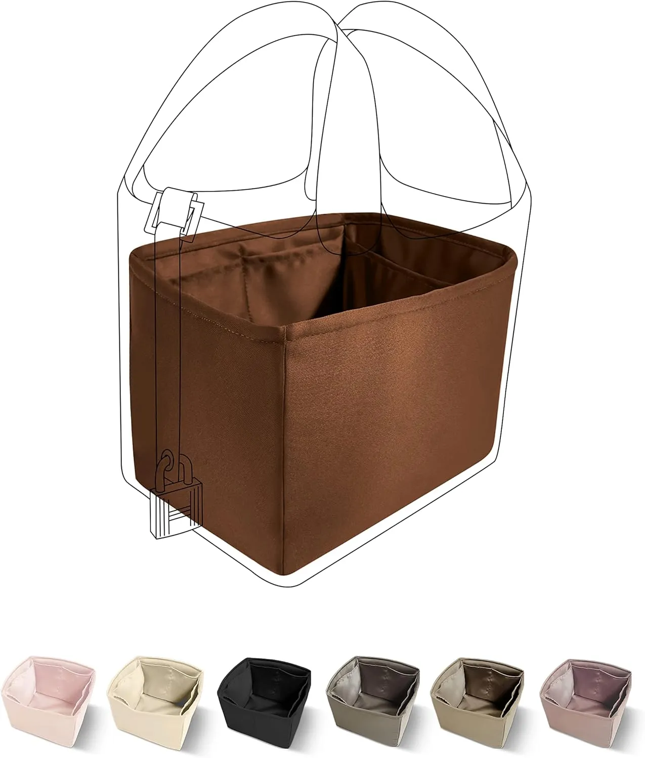 DGAZ Purse Organizer Silky Smooth,Silk,Luxury Handbag Tote in Bag Shapers, Women- Fits picotin18/22Bags (Gold, PC22)