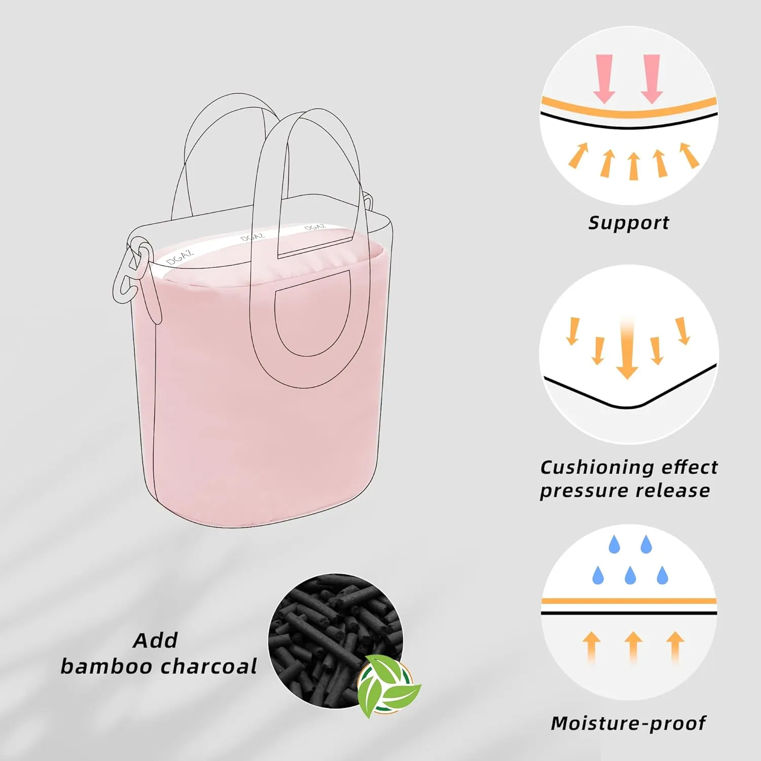 DGAZ Purse Pillow Insert for Hermes In the loop bags, Memory Foam, Silky Pillow Shaper for Luxury Handbags(Pink,In the loop18)