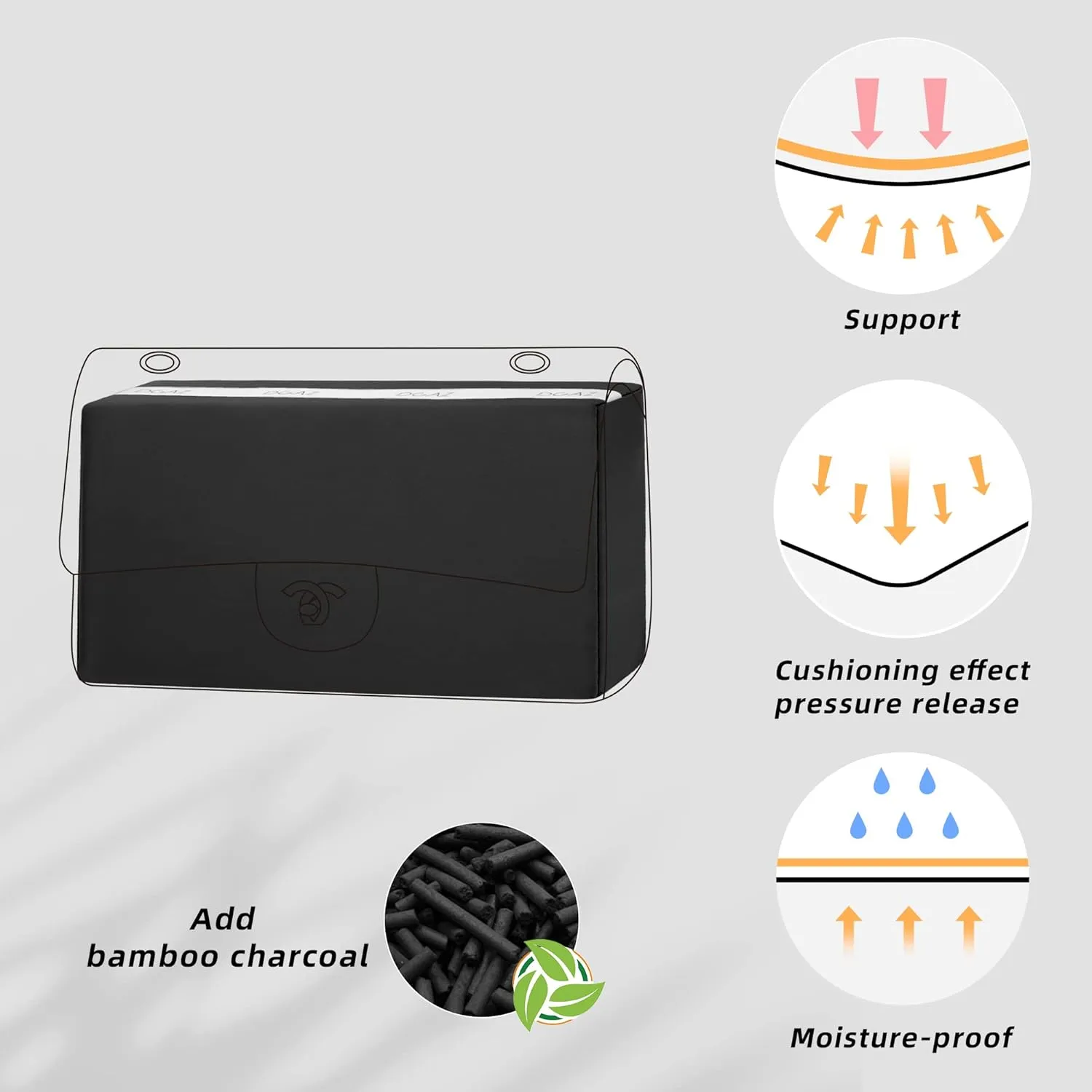 DGAZ Purse Pillow Shaper Insert for Chanel CF Bags, Silky Pillow Shaper for Luxury Handbags（Black, Small 23）