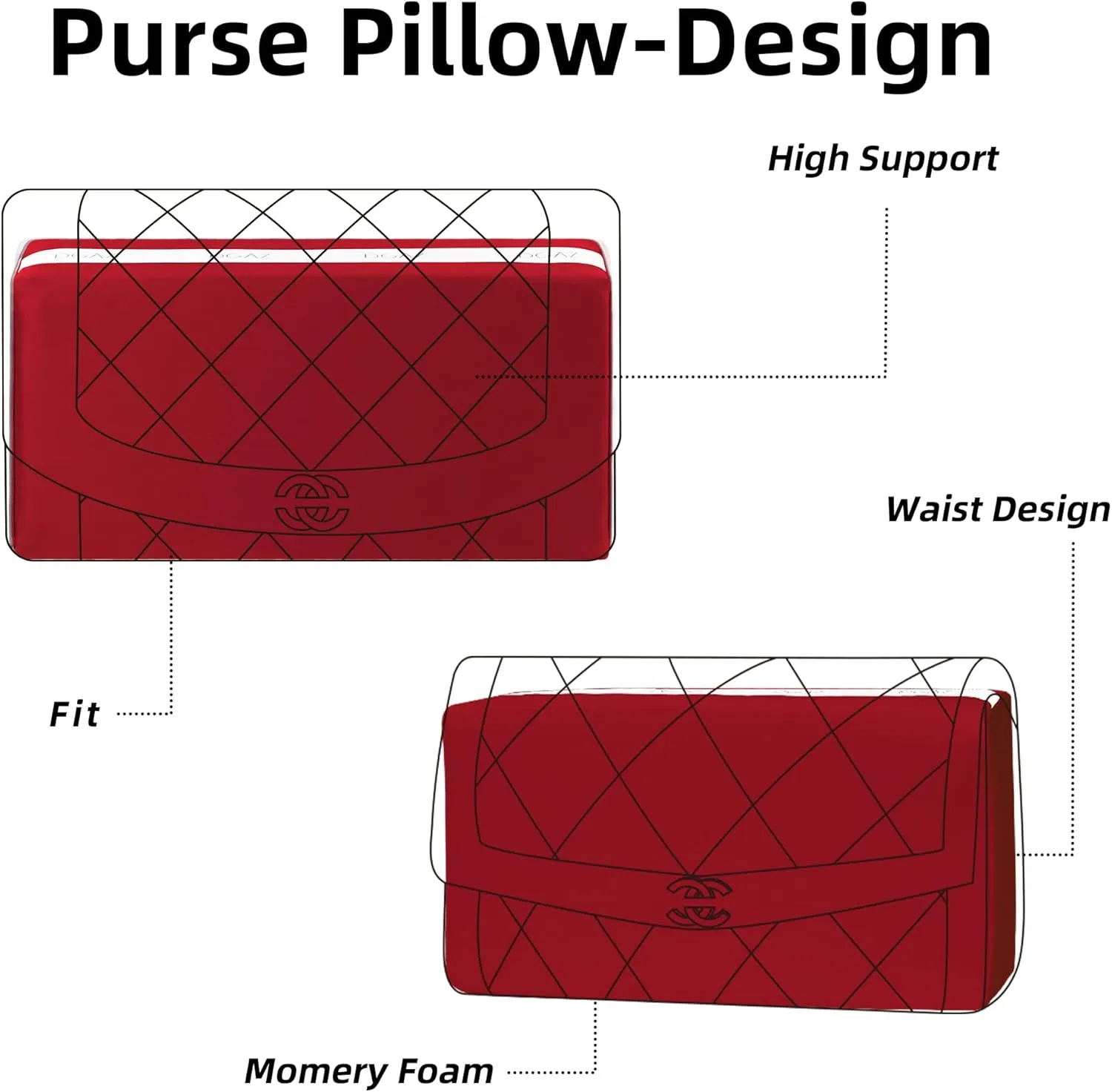 DGAZ Purse Pillow Shaper Insert for Chanel Diana Bag, Silky Pillow Shaper for Luxury Handbags(Rouge Grenat,Medium)