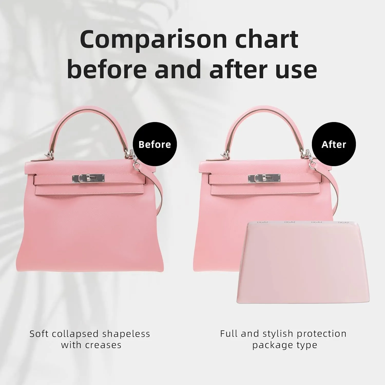 DGAZ Purse Pillow Shaper Insert for Hermes Kelly Bags, Silky Pillow Shaper for Luxury Handbags(Pink,KL25 Retourne)