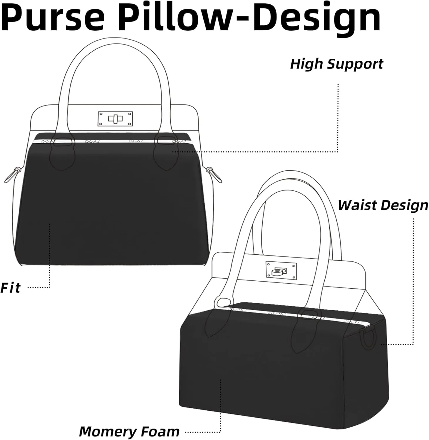 DGAZ Purse Pillow Shaper Insert for Hermes Toolbox Bags, Silky Pillow Shaper for Luxury Handbags(Black,Toolbox 26)