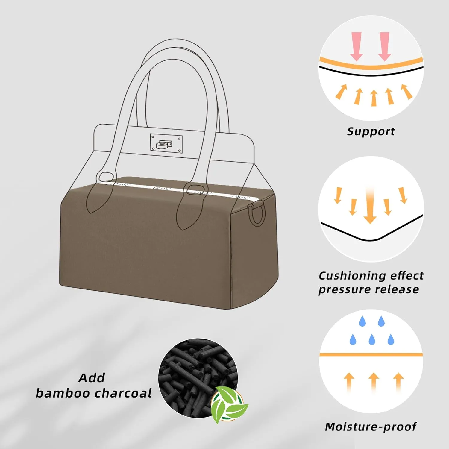 DGAZ Purse Pillow Shaper Insert for Hermes Toolbox Bags, Silky Pillow Shaper for Luxury Handbags(Etoupe Grey,Toolbox 26)