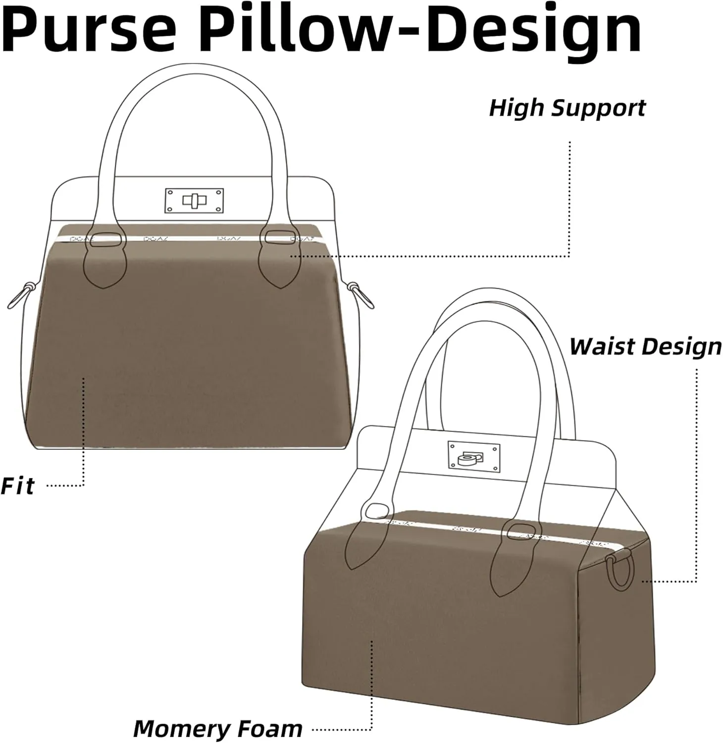 DGAZ Purse Pillow Shaper Insert for Hermes Toolbox Bags, Silky Pillow Shaper for Luxury Handbags(Etoupe Grey,Toolbox 26)