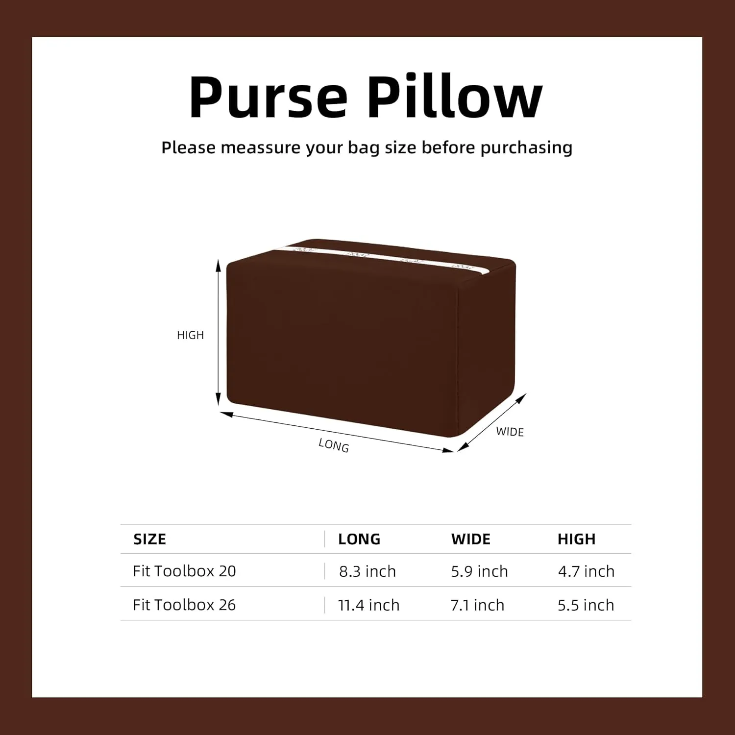 DGAZ Purse Pillow Shaper Insert for Hermes Toolbox Bags, Silky Pillow Shaper for Luxury Handbags(Gold,Toolbox 26)