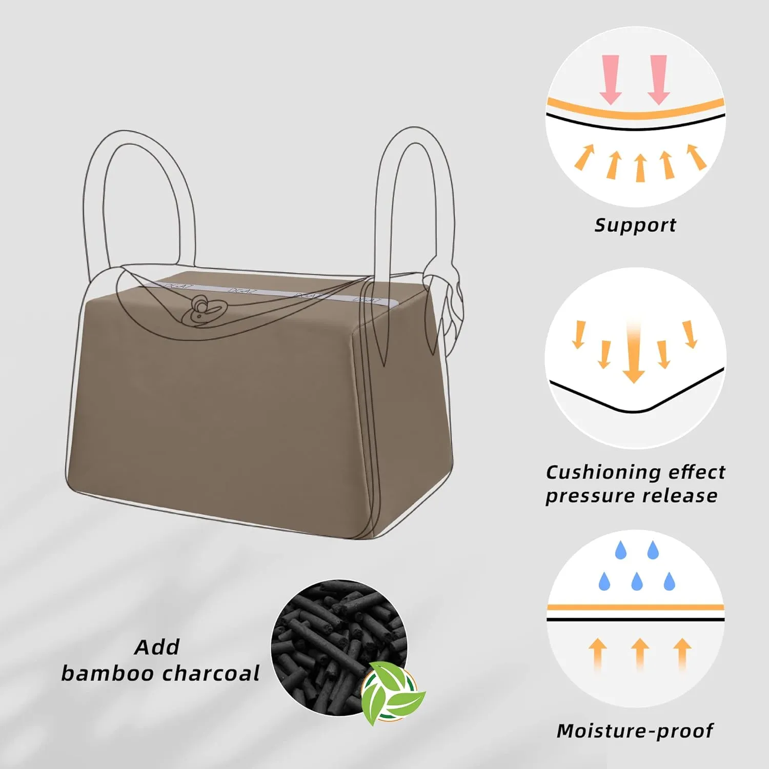 DGAZ Purse Pillow Shaper Insert for Luxury Handbags, Silky Pillow Shaper for Lindy 19/26/30/34 Bags(Etoupe Grey,LD26)