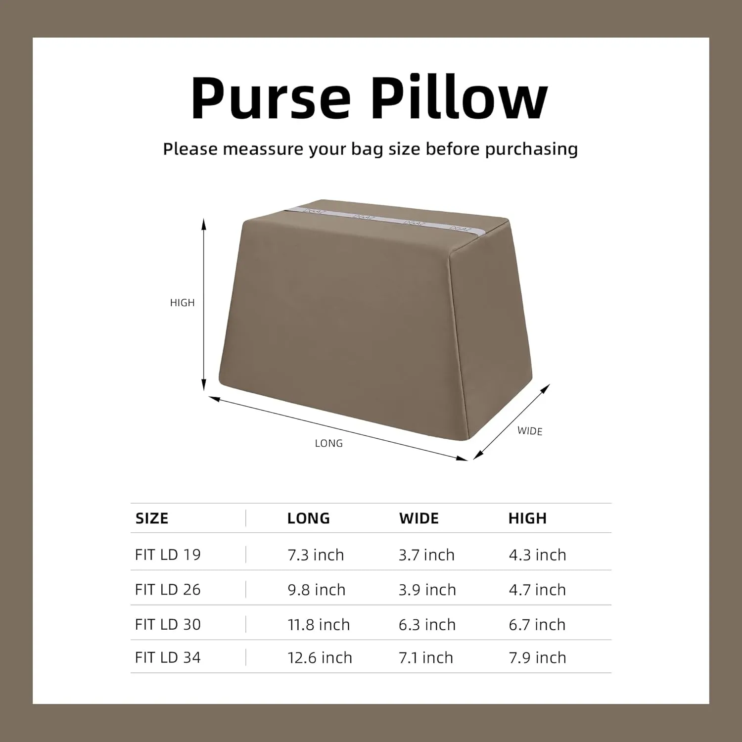 DGAZ Purse Pillow Shaper Insert for Luxury Handbags, Silky Pillow Shaper for Lindy 19/26/30/34 Bags(Etoupe Grey,LD26)