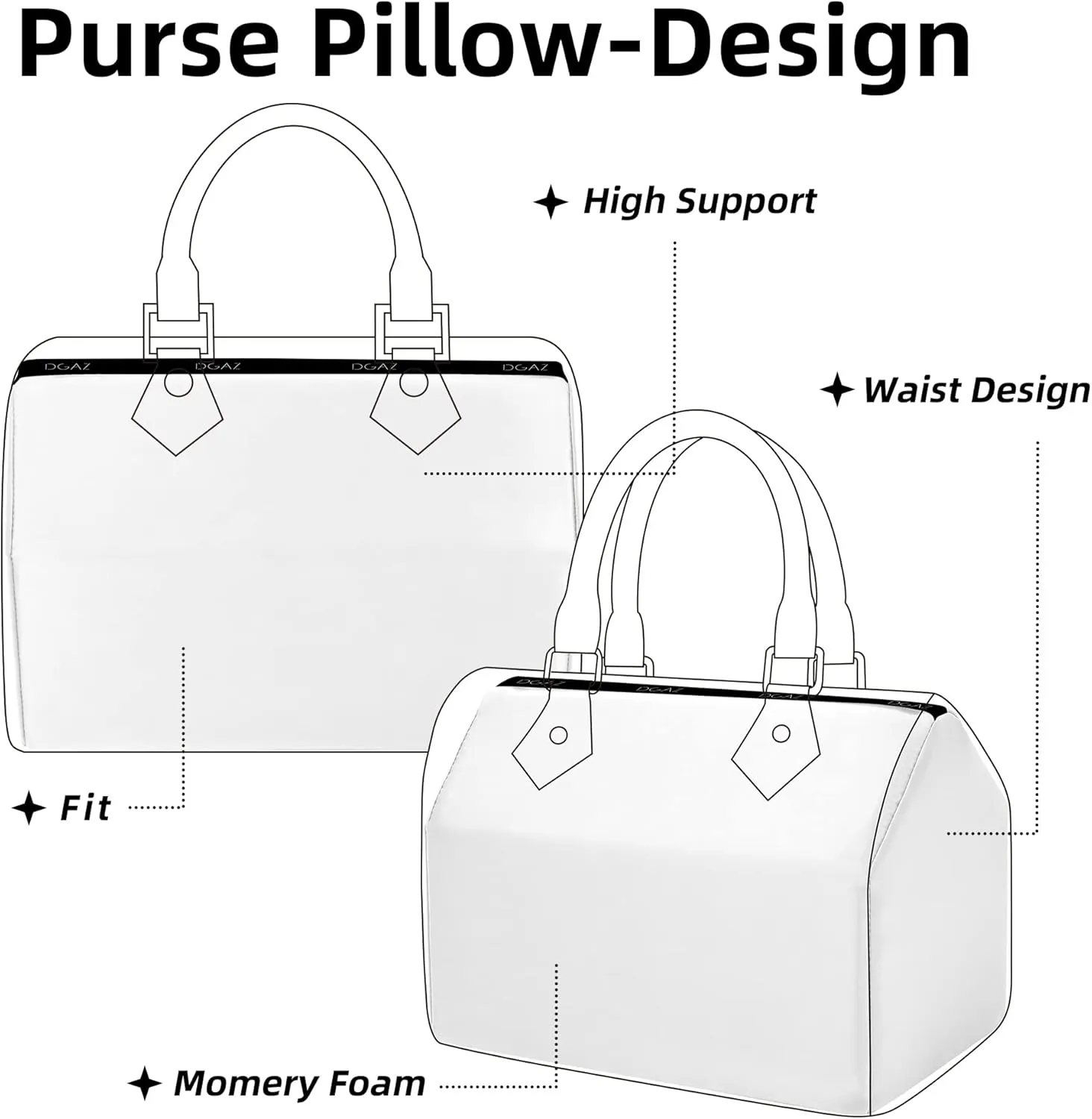 DGAZ Purse Pillow Shaper Insert for LV Speedy 16/New16/20/25/30/35/45 Bags, Silky Pillow Shaper for Luxury Handbags（White, 20）
